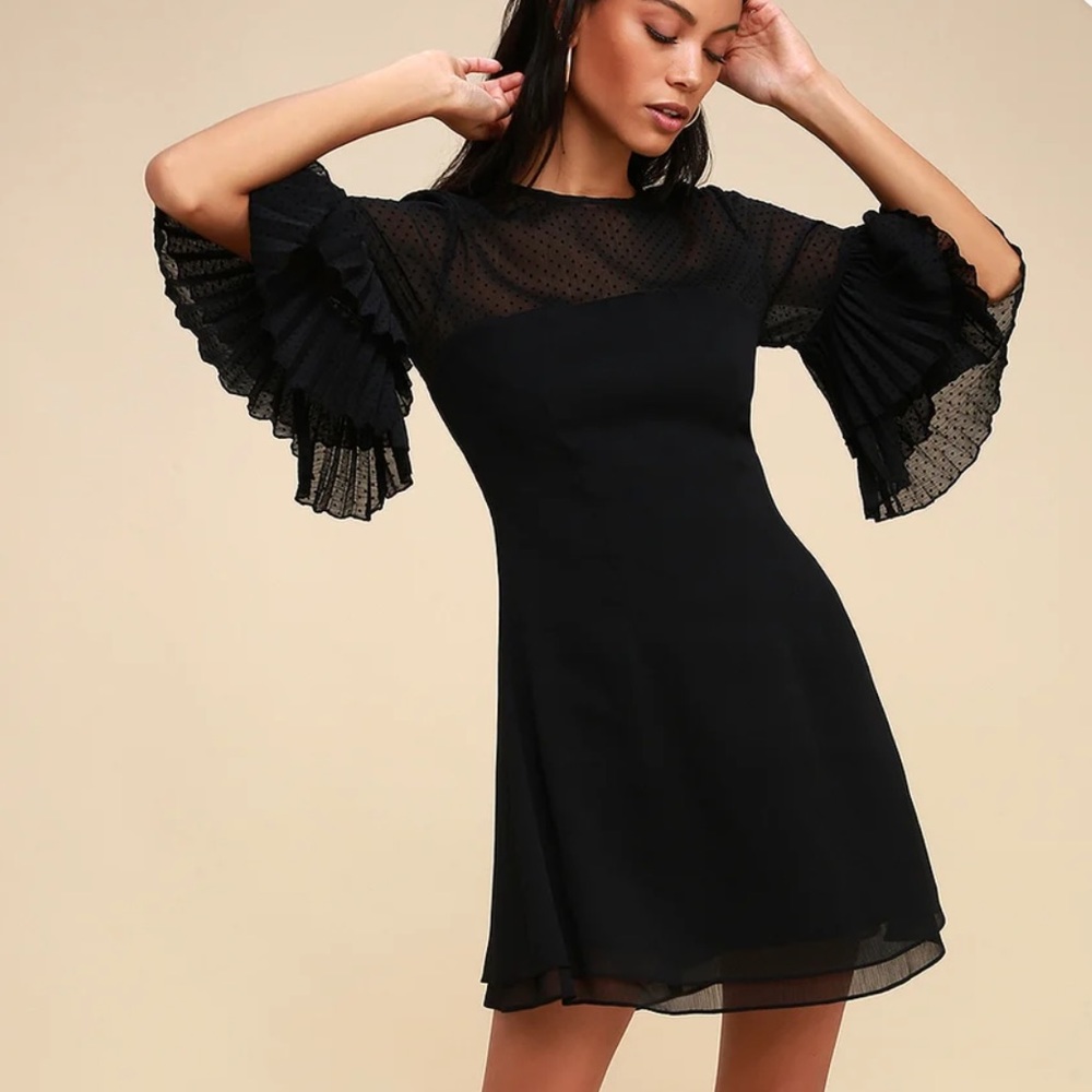 Keepsake Black Flounce Sleeve Mini Dress